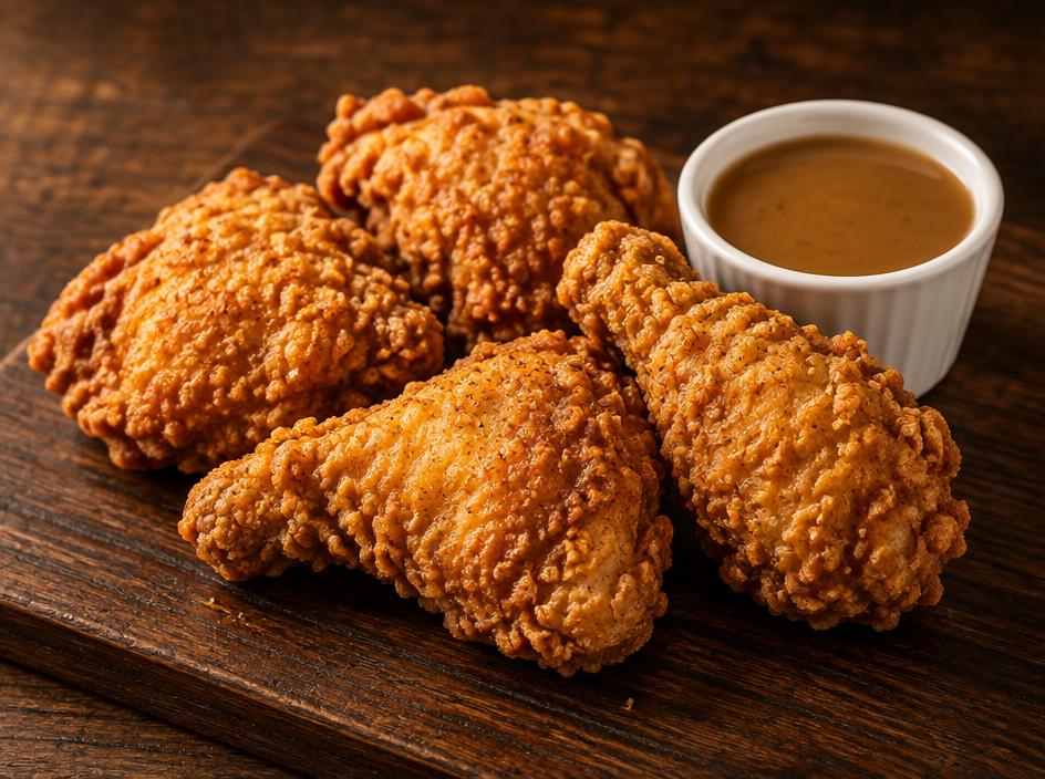 Fried chicken with gravy