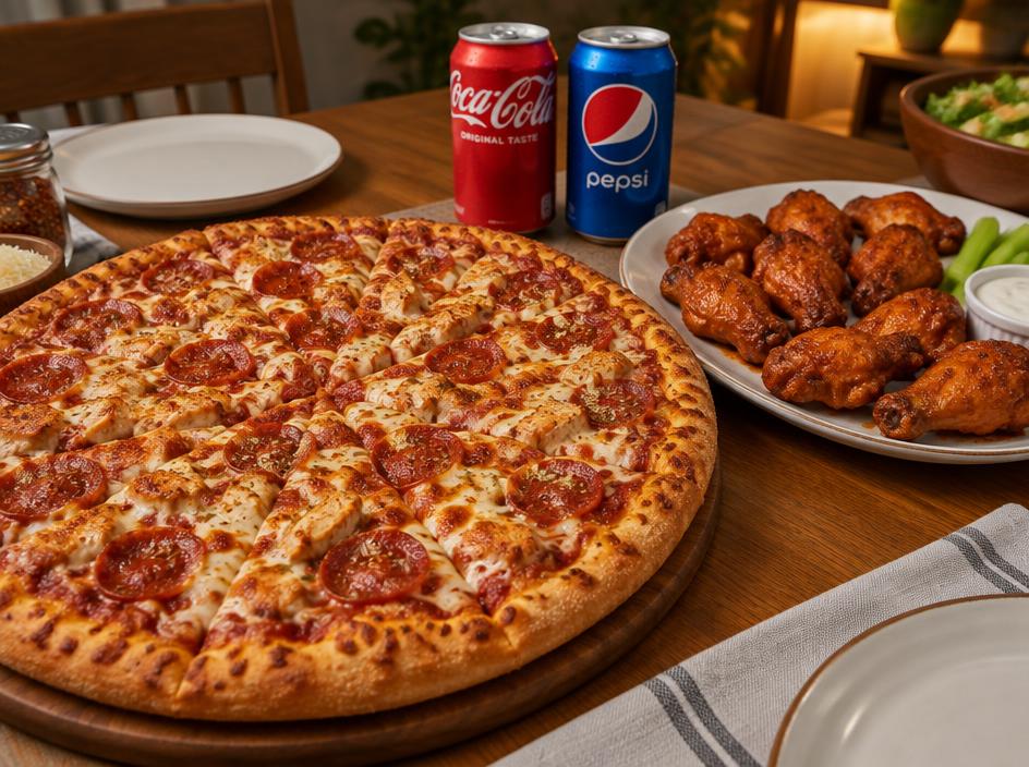 Any Large Pizza + 10 Wings + 2 Pops