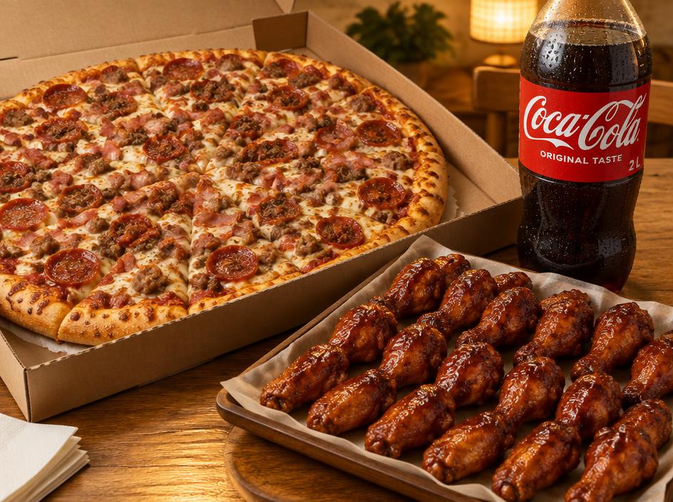 Large Pizza + 20 Wings + 2L Pop