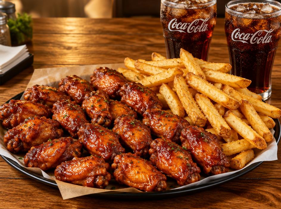 20 Wings + Large Fries + 2 Pops