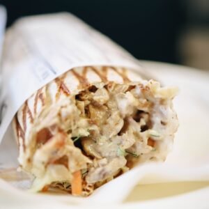 Chicken shawarma wrap close-up